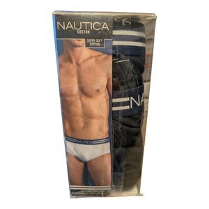 Nautica 3-Pack Super Soft Cotton Fly-Front Briefs BLACK Size SMALL 26-28 NEW